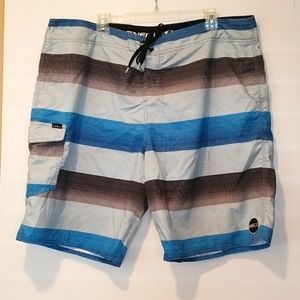 O'Neill striped board shorts tie waist pocket
